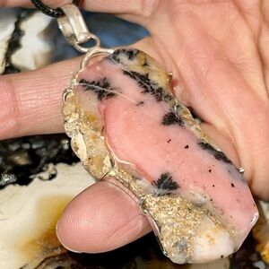 Pink Moss Peruvian Opal Pendant 2 7/8”